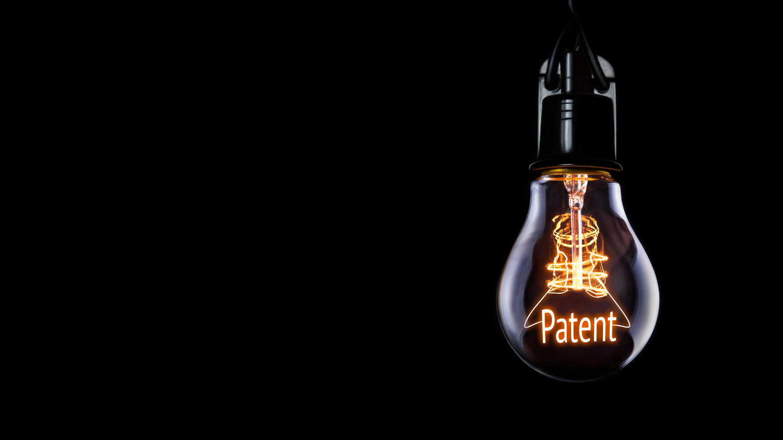 Light blub with patent written on it