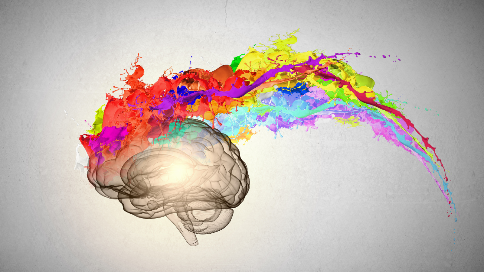 Creativity concept human brain with rainbow colours